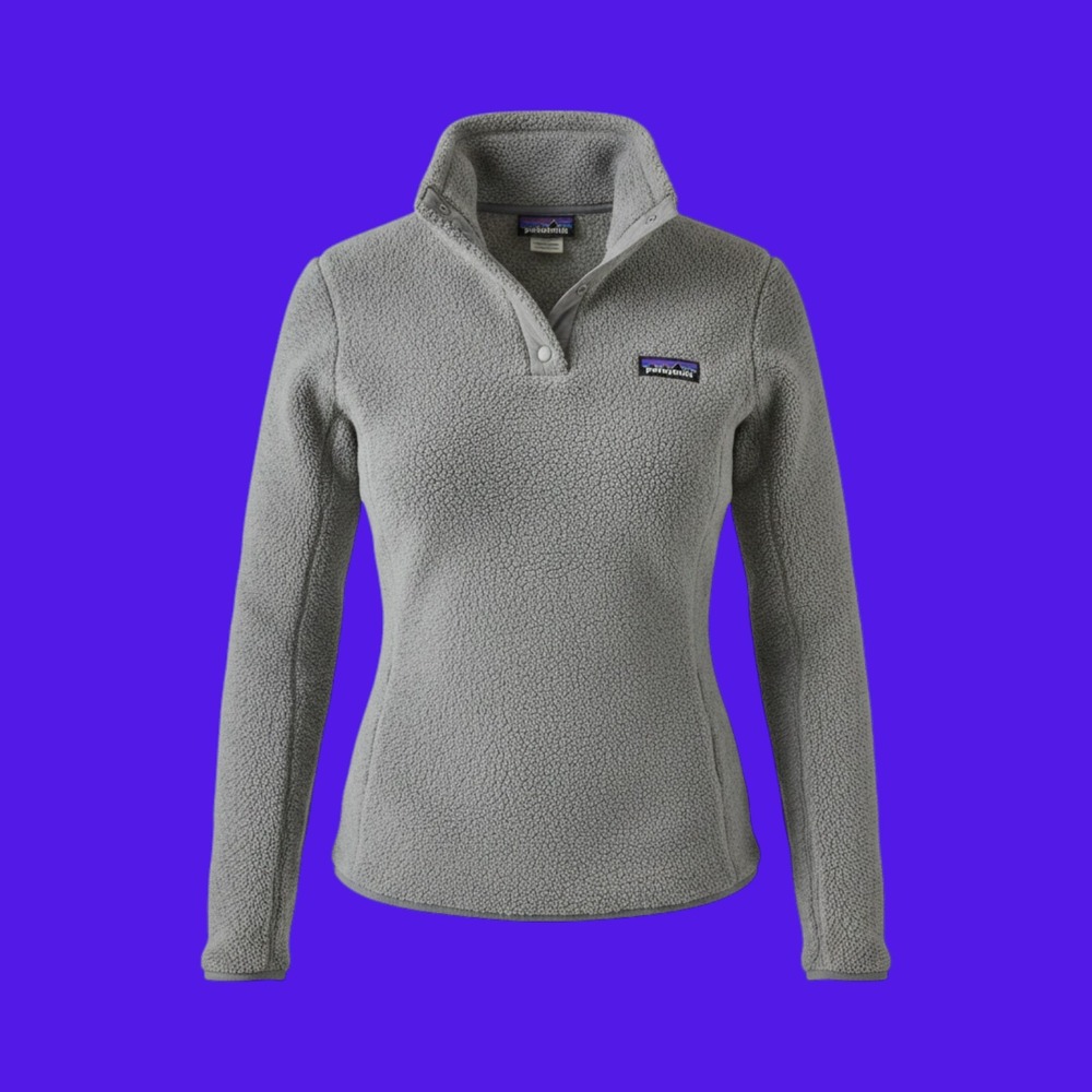 Patagonia Women Re-Tool Snap-T Fleece Pullover Grey Small 25442 High Pile Jacket